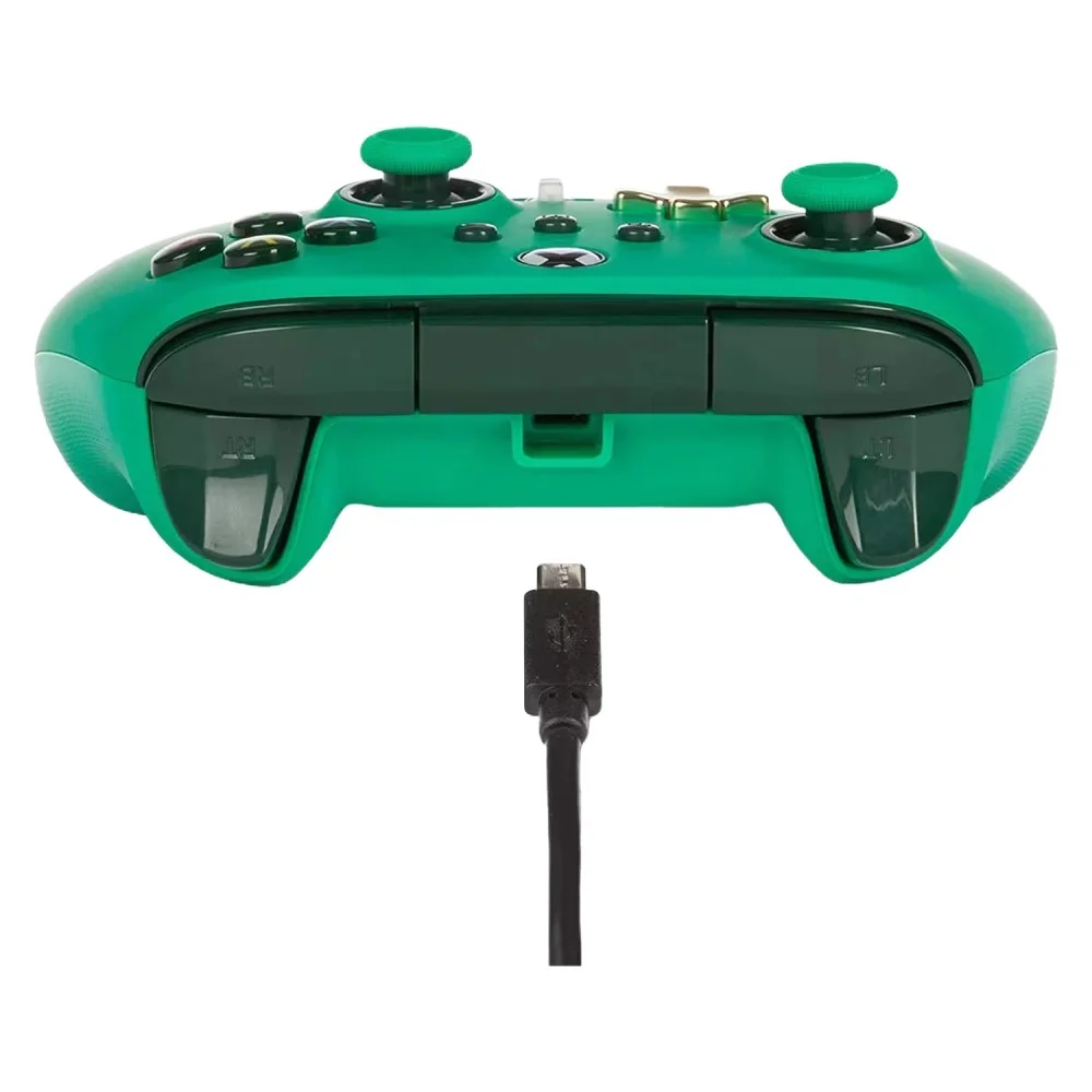 Controle Powera Enhanced Wired Para XBOX One XBOX Series X S PC Pwa-a-02487 Com Fio Verde Botões Avançados Mapeáveis Áudio 3.5mm Ergonômico