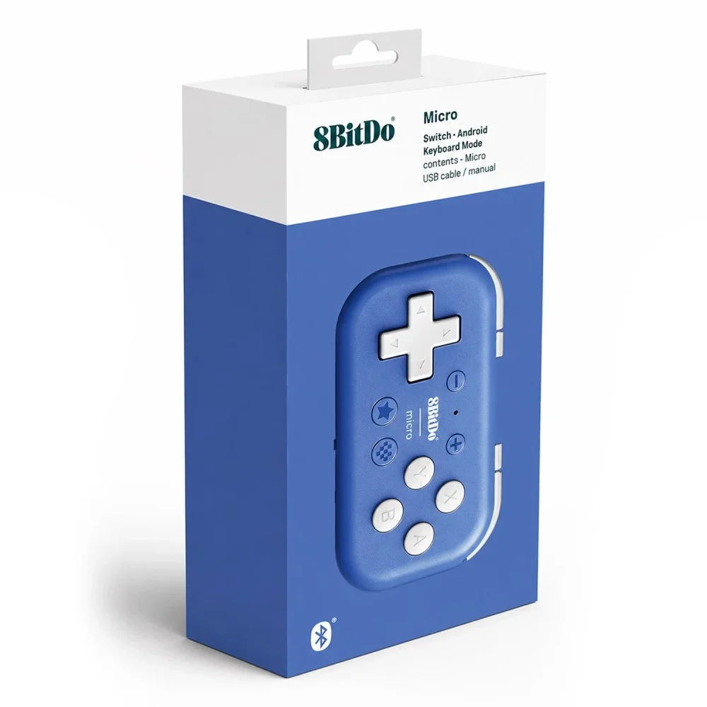 Controle Sem Fio 8bitdo Micro 80el02 Bluetooth Portátil Compacto Nintendo Switch Android Azul Botões Programáveis Usb-c Controle Sem Fio 8bitdo Micro 80el02 Bluetooth Portátil Compacto Nintendo Switch Android Azul Botões Programáveis Usb-c