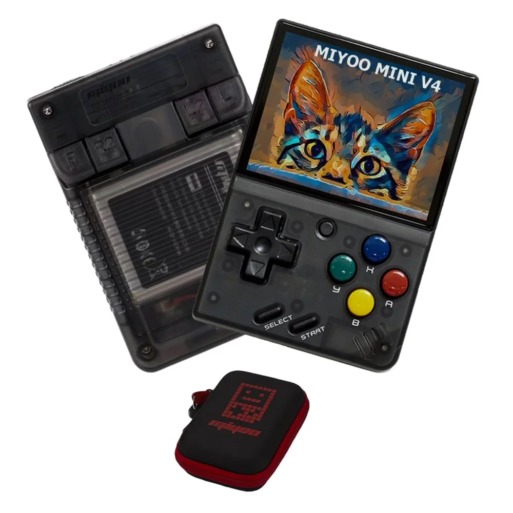 Imagem 3 de 3 do produto Console Portátil Miyoo Mini V4 64gb Tela 3.0 " 5000 Jogos + Capa Preto Retrô Emulador Classic