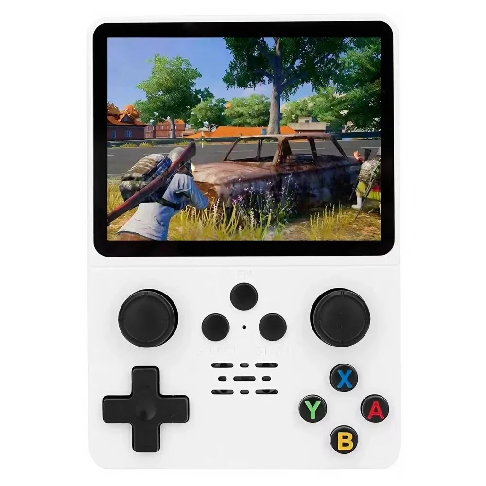 Imagem 1 de 4 do produto Console Portátil R35s 128GB Tela 3.5 " Ips Open Source Retro Game Retrô Branco Joystick Duplo Emulador Portátil