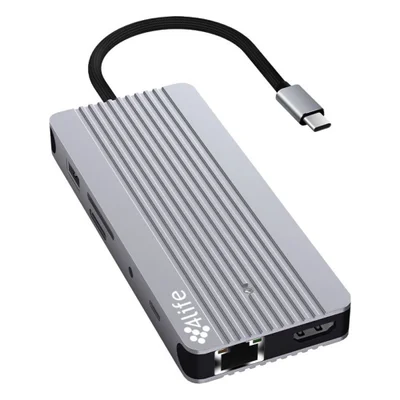 Hub Adaptador Multiporta 4life Usb-c Multiport Super Hub 12 Em 1 + SSD Case Fl121ssdpro 100w / Usb-c 3.0 Pd / Usb 2.0 / Usb 3.0 X3 / HDMI /