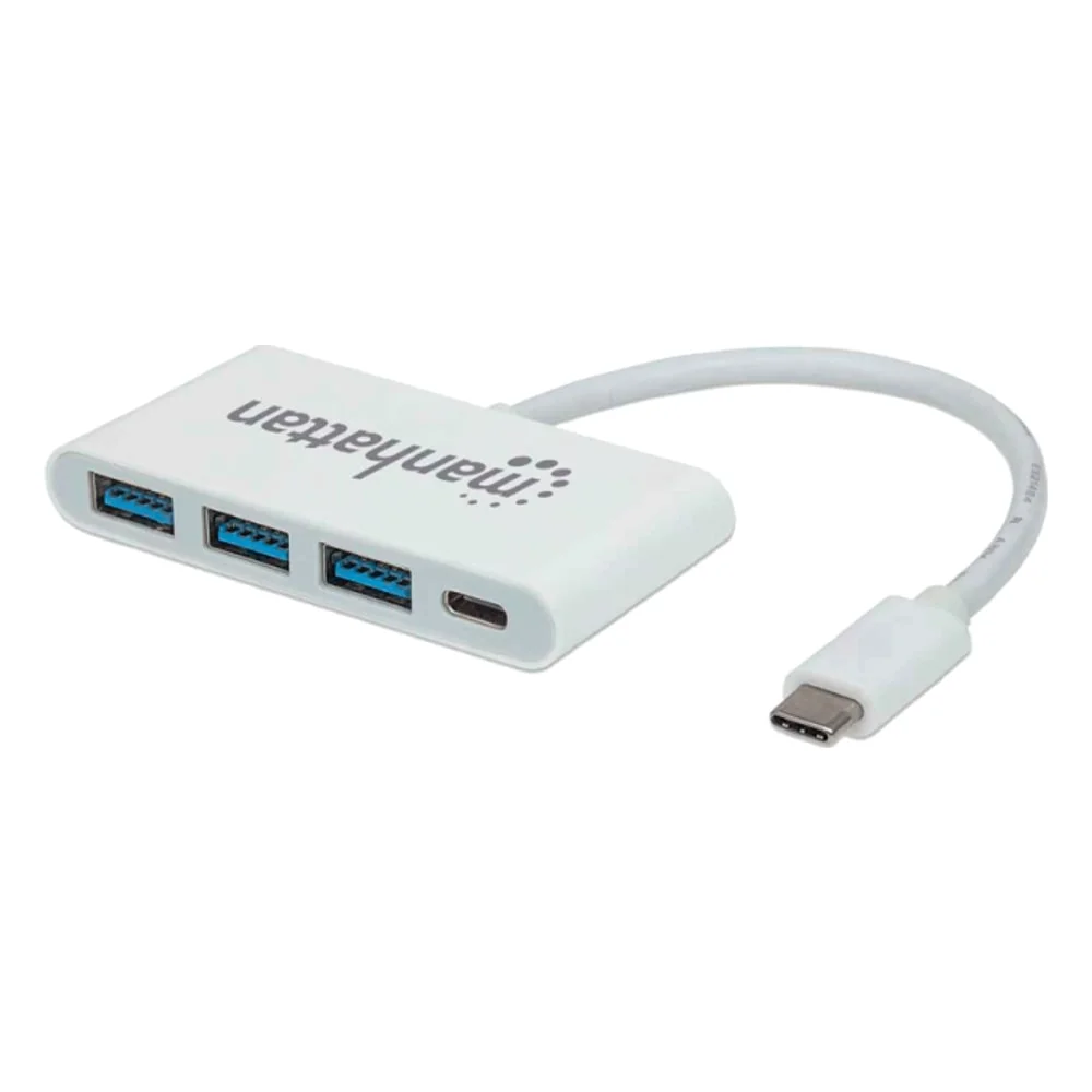 Imagem 2 de 5 do produto Adaptador Manhattan 163552 Hub Usb-c 3.1 / 3 Em 1 / Usb-a X3 / Usb-c - Branco