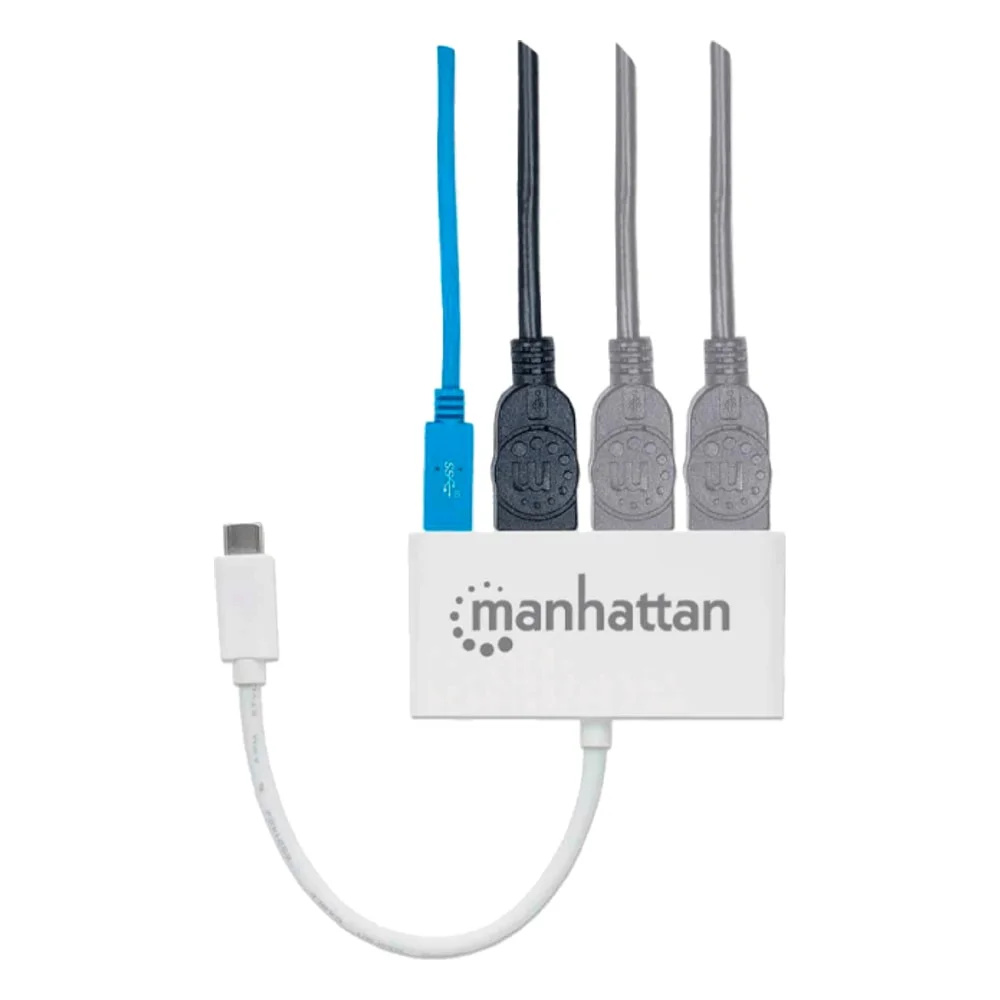 Imagem 4 de 5 do produto Adaptador Manhattan 163552 Hub Usb-c 3.1 / 3 Em 1 / Usb-a X3 / Usb-c - Branco