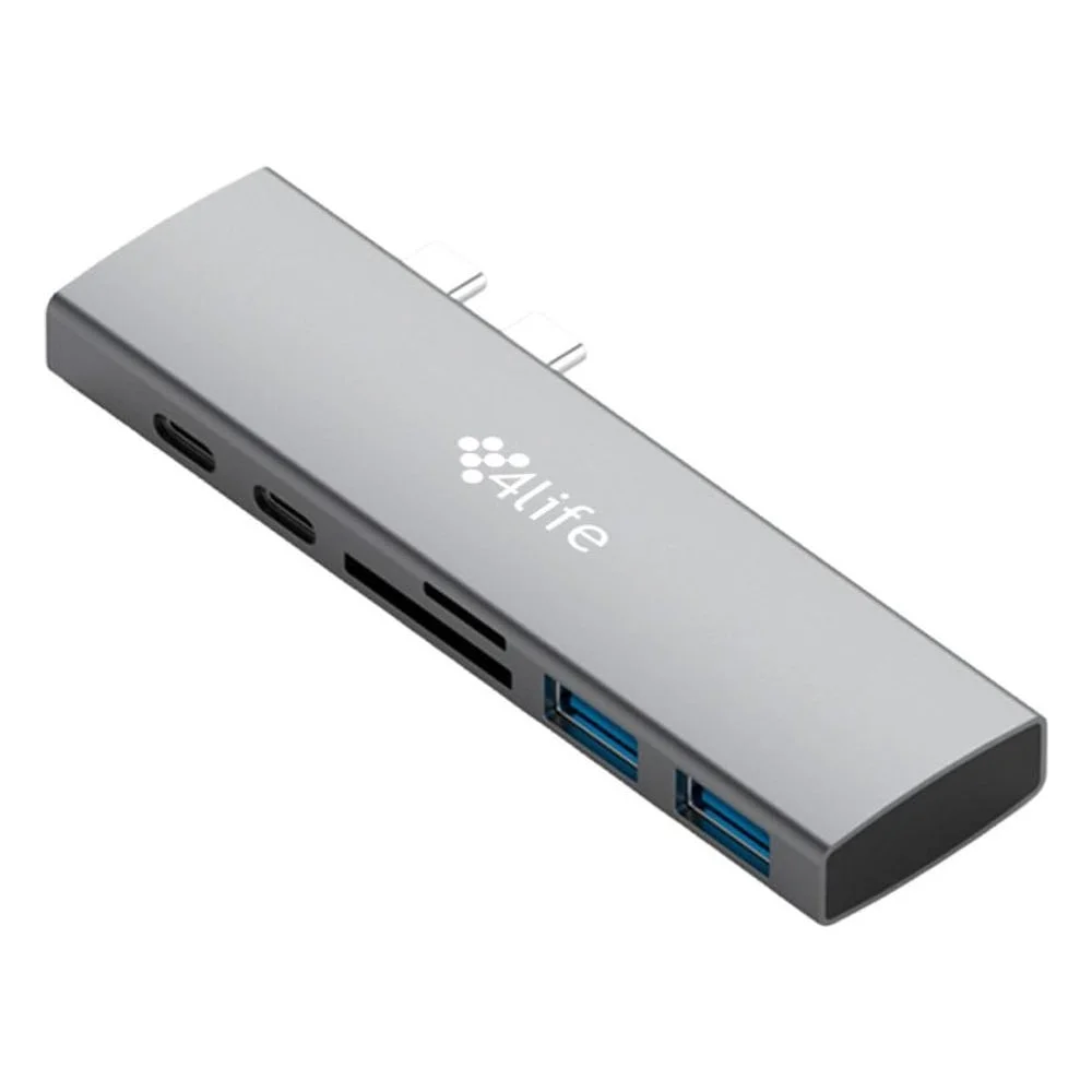 Imagem 3 de 5 do produto Hub Adaptador Multiporta 4life Flp1 / 7 Em 1 / Usb-c Pd 100w / Usb-c 3.0 / HDMI / 2x Usb-a 3.0 / Sd / Tf - Cinza