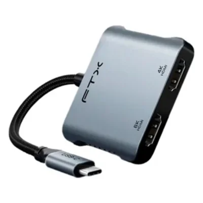 Hub Adaptador Multiporta Ftx Ct-cm2h8k-ag / Usb-c / Usb / Usb-c / 2x HDMI - Cinza