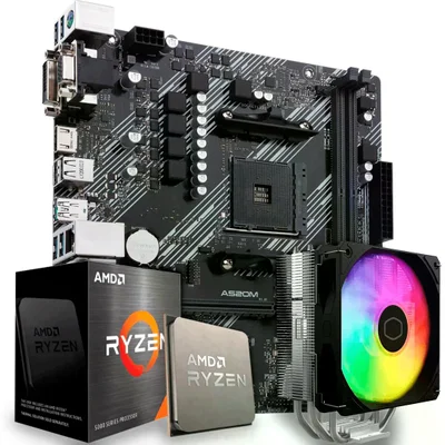 Kit Upgrade Amd Ryzen 5 5500, Placa Mãe A520, Air Cooler ARGB, Am4, 7an0w6a8-e