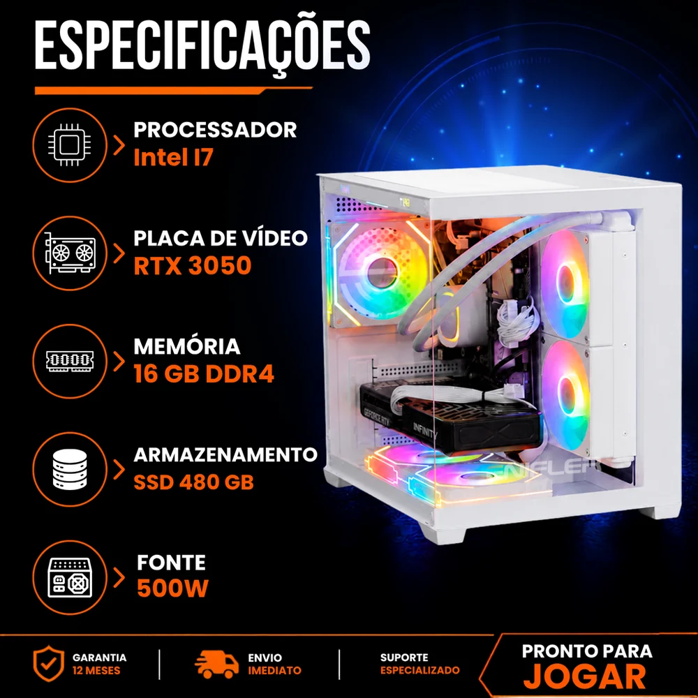 PC Gamer Intel I7, RTX 3050, 16GB DDR3, SSD 480GB, 600W - GLHRL1AA-E - view 3