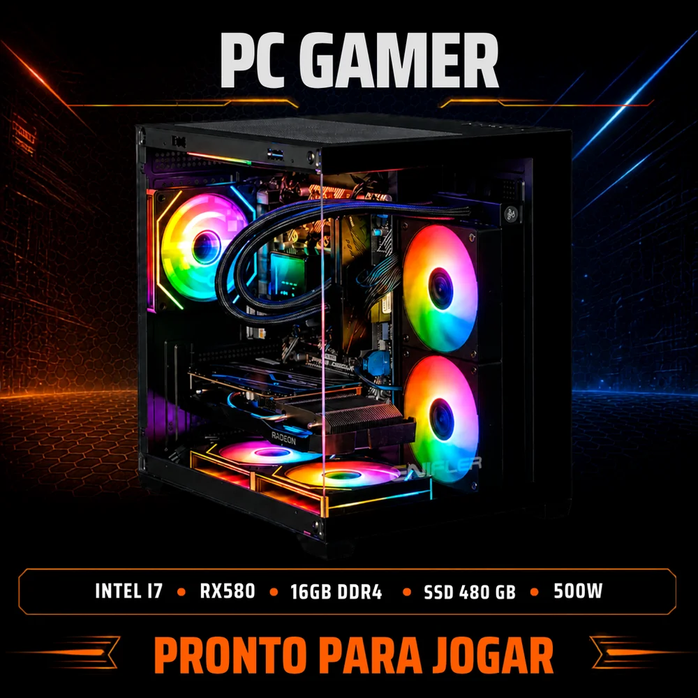 Kabum PC Gamer Intel i7 Rx 580 16 Gb SSD 480GB