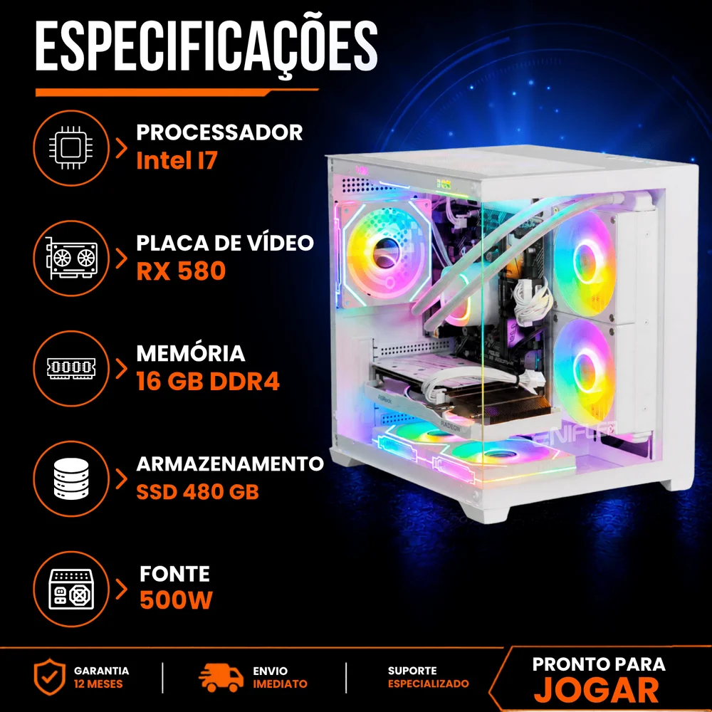 Pc Gamer Intel I7, RX 580, 16 GB, SSD 480gb, 500W - KYSXEKOY-E - view 5