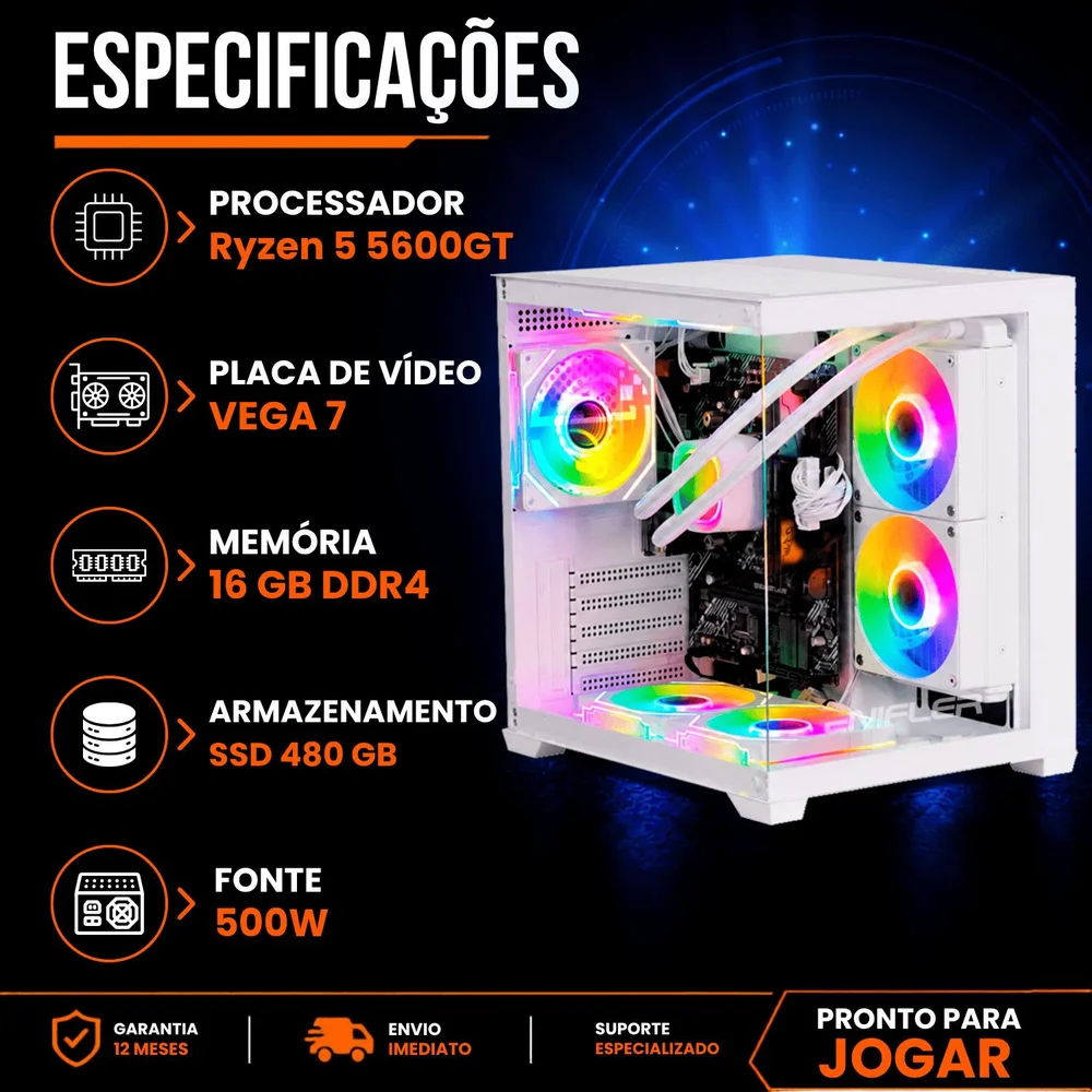 PC Gamer Ryzen 5 5600GT, 16GB DDR4, SSD 480GB, 500W - 66NUML71-E - view 5