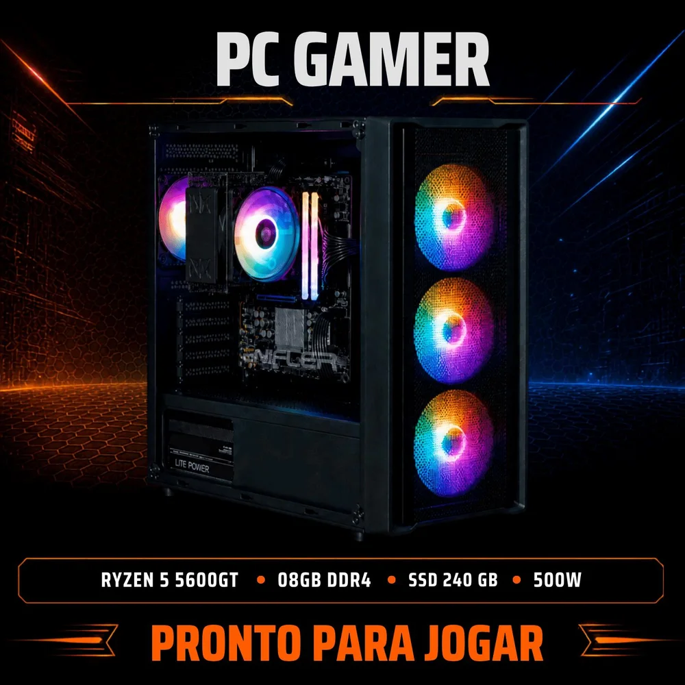 PC Gamer Ryzen 5 5600GT, 8GB DDR4, SSD 240GB, 500W - NUMIPWN8-E - view 4