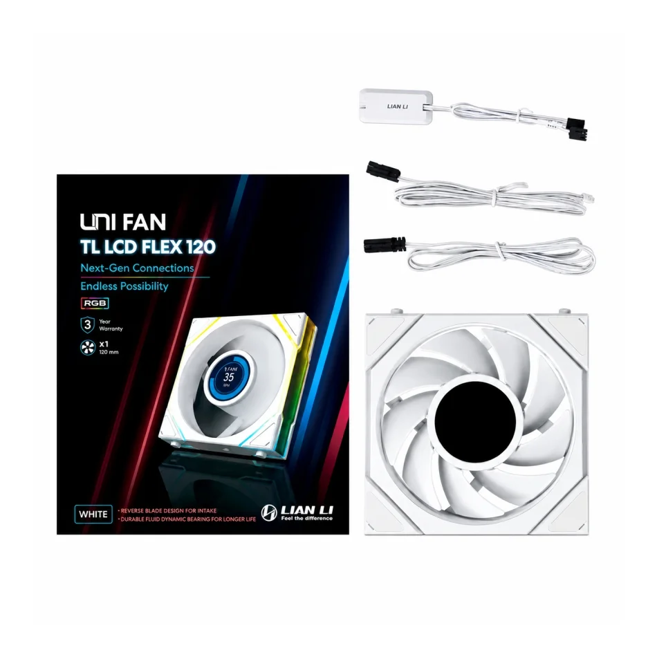 Imagem 2 de 3 do produto Fan 120mm Lian Li Uni Fan Tl Lcd Flex 120, ARGB, White - 12tllcd1f1w