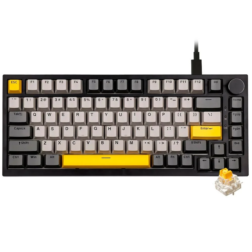 Teclado Gamer Mecânico Ajazz Ak820 Usb RGB Moon Yellow Inglês Switch Customizável Hot-swap Cinza Branco Teclado Gamer Mecânico Ajazz Ak820 Usb RGB Moon Yellow Inglês Switch Customizável Hot-swap Cinza Branco