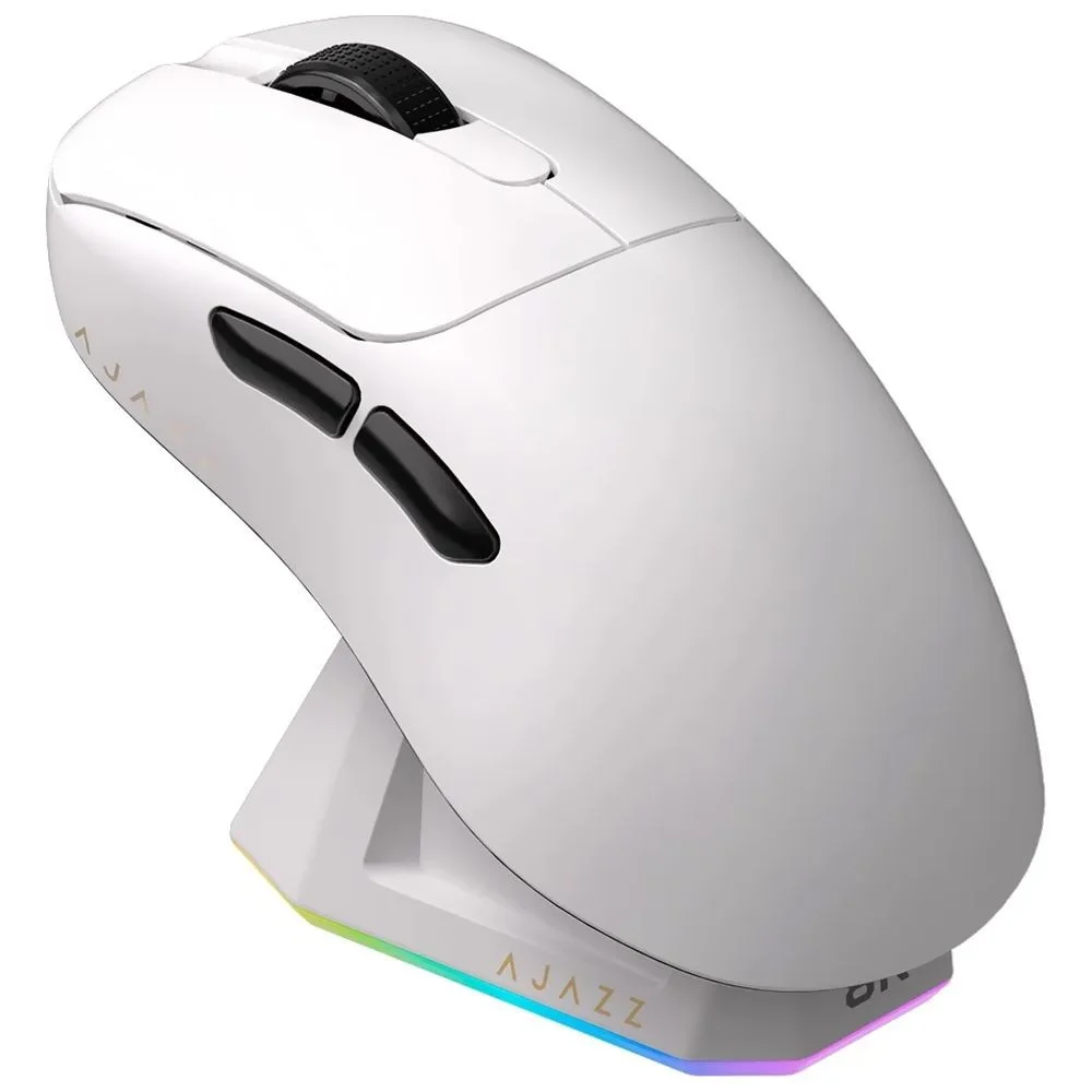 Imagem 3 de 3 do produto Mouse Gamer Ajazz Aj179p Sem Fio Wireless Bluetooth 2.4ghz Branco Sensor Óptico RGB Ergonômico Recarregável