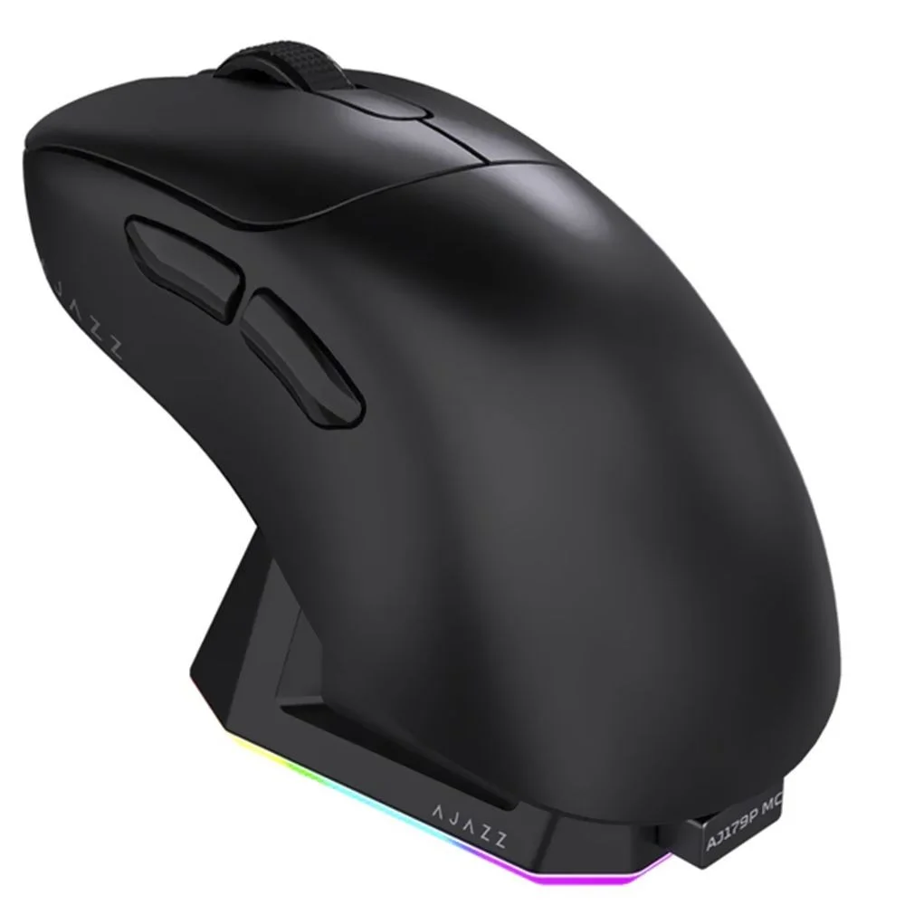 Imagem 3 de 4 do produto Mouse Gamer Ajazz Aj179p Nacodexx Wireless Preto 985850 Sem Fio Bluetooth 2.4ghz Ergonômico RGB Alta Precisão