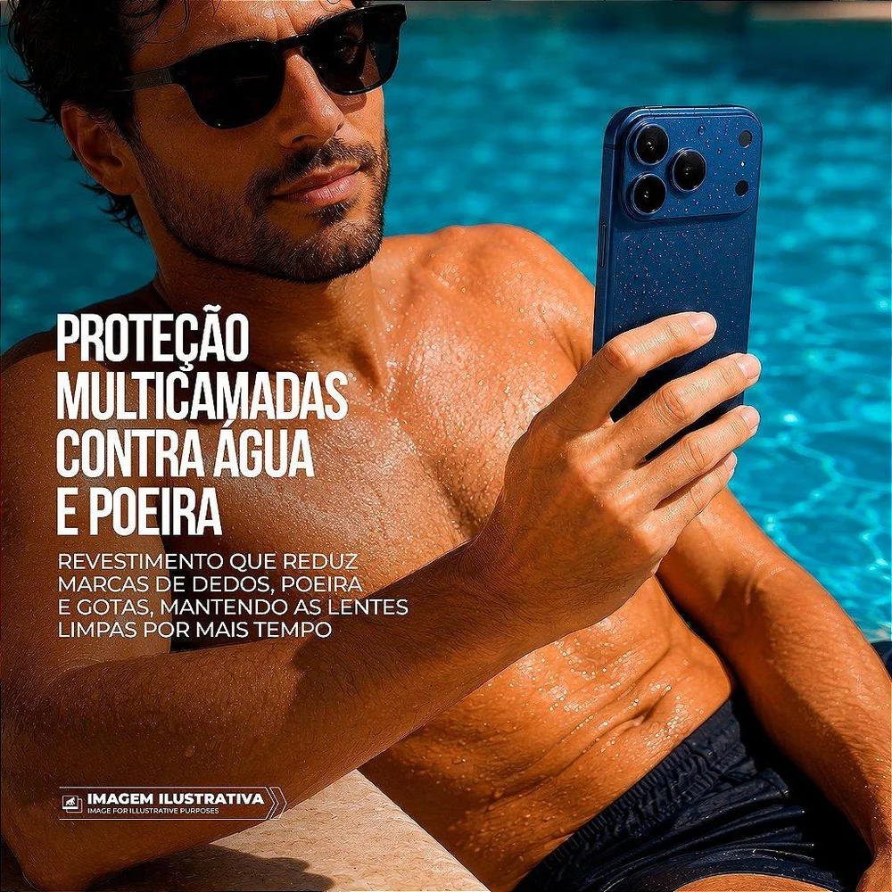 Imagem 3 de 5 do produto Protetor De Lente Para Iphone 17 Pro - Survivor - Azul Com Molde Aplicador - Gshield