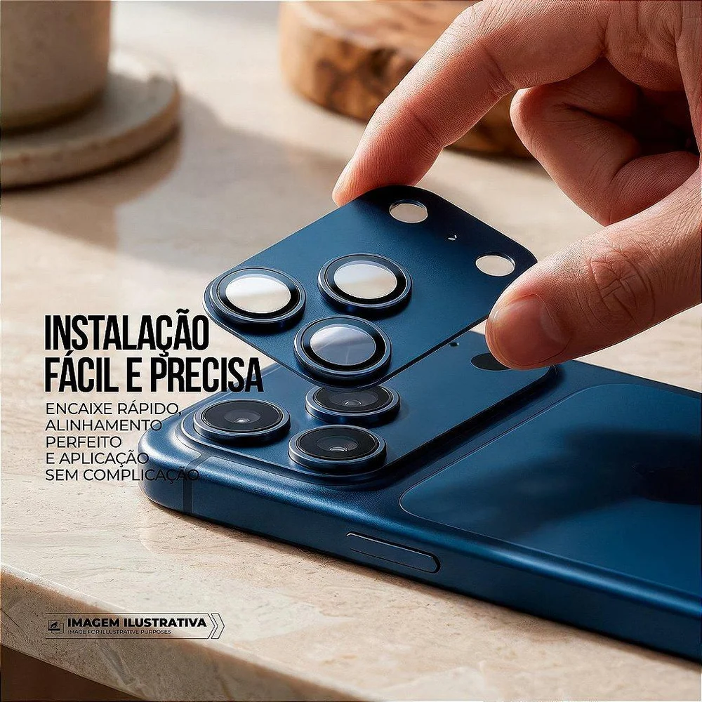 Imagem 4 de 5 do produto Protetor De Lente Para Iphone 17 Pro - Survivor - Azul Com Molde Aplicador - Gshield