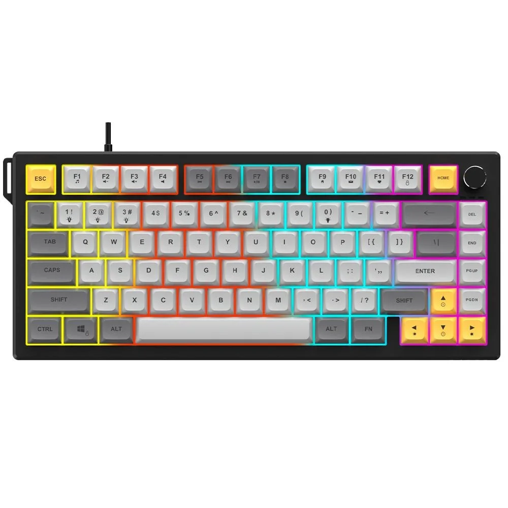 Imagem 2 de 4 do produto Teclado Gamer Ajazz Af82 Usb RGB Inglês Switch Mecânico Hot-swap Anti-ghosting Preto Cinza