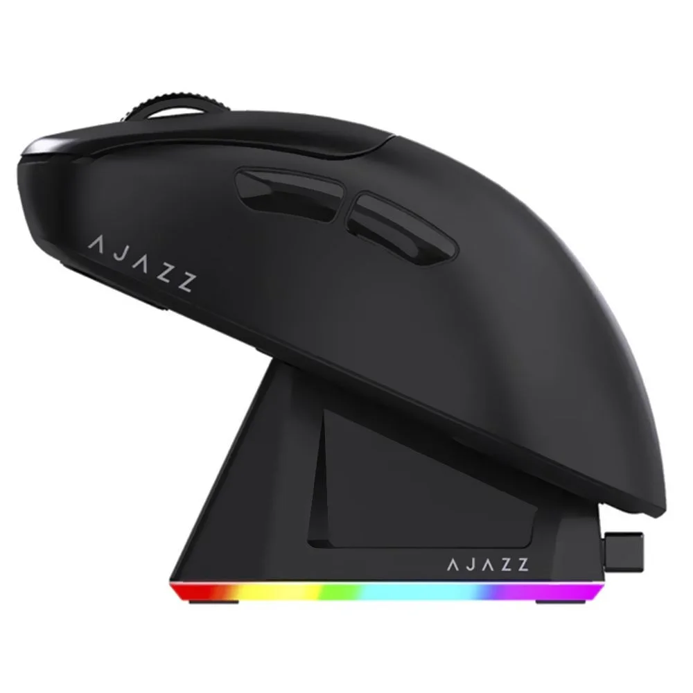 Imagem 2 de 4 do produto Mouse Gamer Ajazz Aj179p Sem Fio Wireless Bluetooth Usb 2.4ghz RGB 4000hz Pixart Sensor Preto