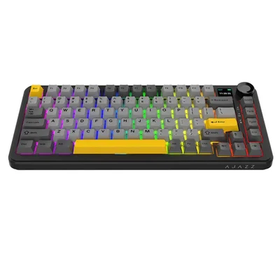 Teclado Gamer Mecânico Ajazz Ak820 Max Plus Wireless Bluetooth 2.4g RGB Hot-swap Switch Mecânico Preto Cinza