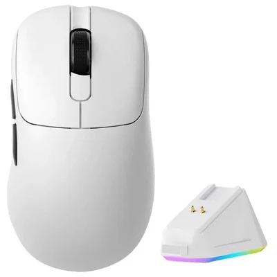 Mouse Gamer Ajazz Aj179p Nacodexx Wireless Branco Bluetooth 2.4g Recarregável RGB Ergonômico Alta Precisão