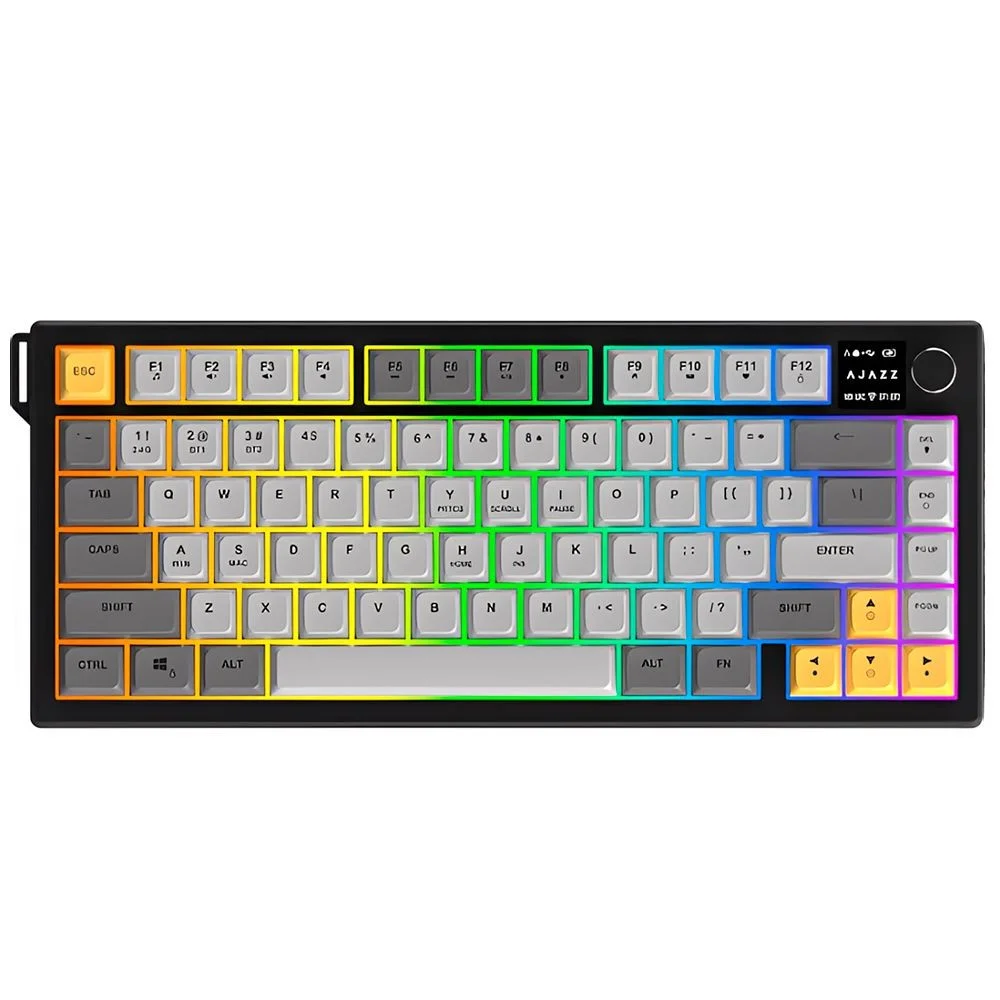 Imagem 3 de 3 do produto Teclado Gamer Ajazz Af82 Wireless Bluetooth Usb Tri-mode RGB Hot-swap Switch Mecânico Layout Inglês Preto Cinza