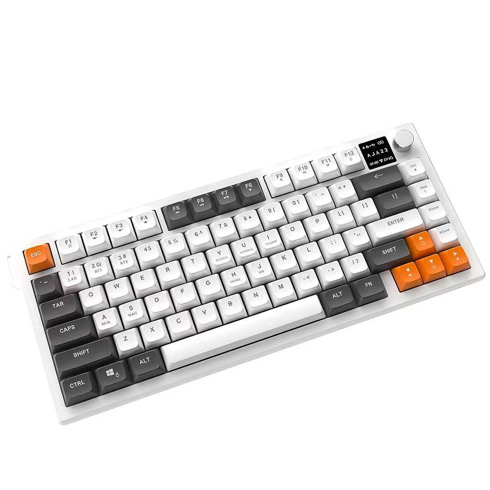 Teclado Gamer Ajazz Af82 Nacodexx Wireless Bluetooth RGB Inglês Cinza Branco Hot-swap Mecânico Teclado Gamer Ajazz Af82 Nacodexx Wireless Bluetooth RGB Inglês Cinza Branco Hot-swap Mecânico