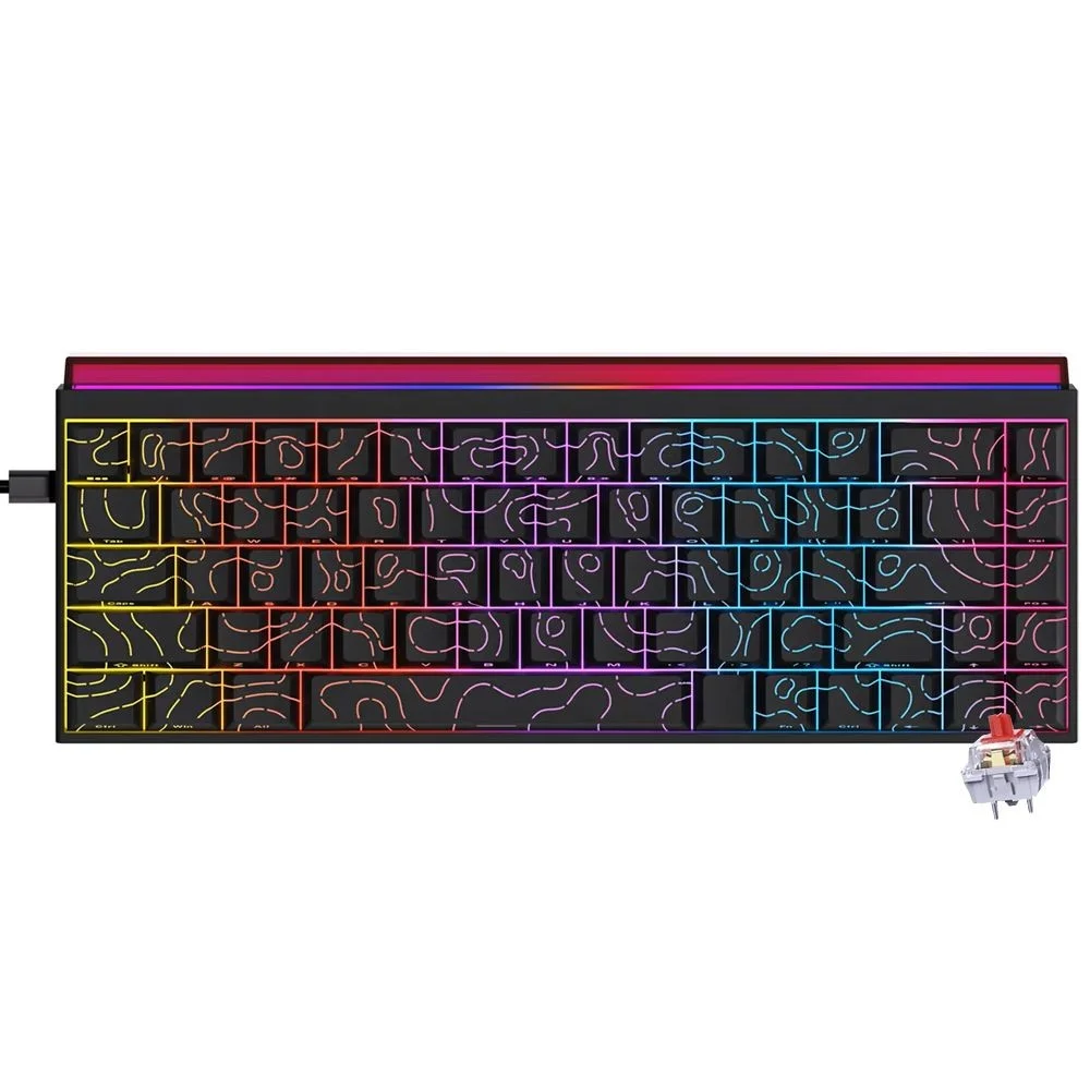 Imagem 2 de 3 do produto Teclado Gamer Mecânico Ajazz Nk68 Nacodex Mini Usb Switch Red Inglês LED Preto 987007