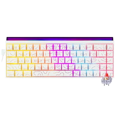 Teclado Gamer Mecânico Ajazz Nk68 Mini Usb Red Switch Inglês Branco Anti-ghosting LED RGB Iluminação