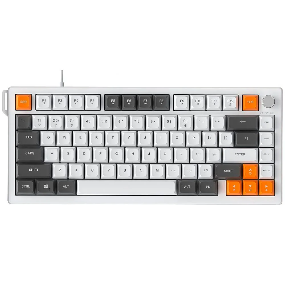 Teclado Gamer Ajazz Af82 Usb RGB Inglês Layout Compacto Switch Mecânico Hot-swap Cinza Branco