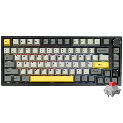 Teclado Gamer Mecânico Ajazz Ak820 Pro Wireless Bluetooth 2.4ghz RGB Tft Display Flying Fish Switch Ansi Preto Cinza