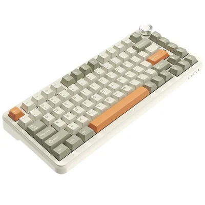 Teclado Gamer Mecânico Ajazz Ak820 Max Plus Flying Fish Wireless Bluetooth 2.4ghz RGB Inglês Gray Cream Orange