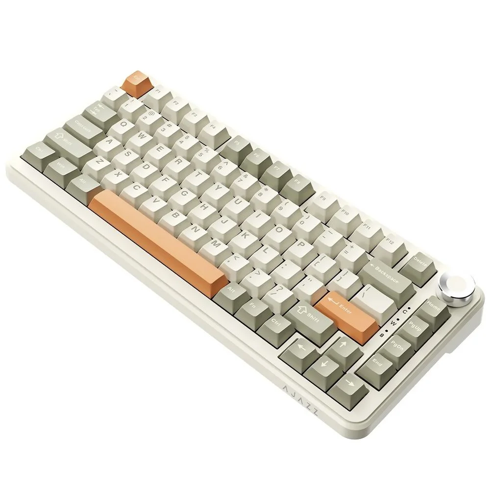 Imagem 2 de 4 do produto Teclado Gamer Mecânico Ajazz Ak820 Max Plus Flying Fish Wireless Bluetooth 2.4ghz RGB Inglês Gray Cream Orange