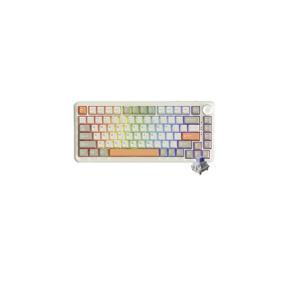 Imagem 3 de 4 do produto Teclado Gamer Mecânico Ajazz Ak820 Max Plus Flying Fish Wireless Bluetooth 2.4ghz RGB Inglês Gray Cream Orange