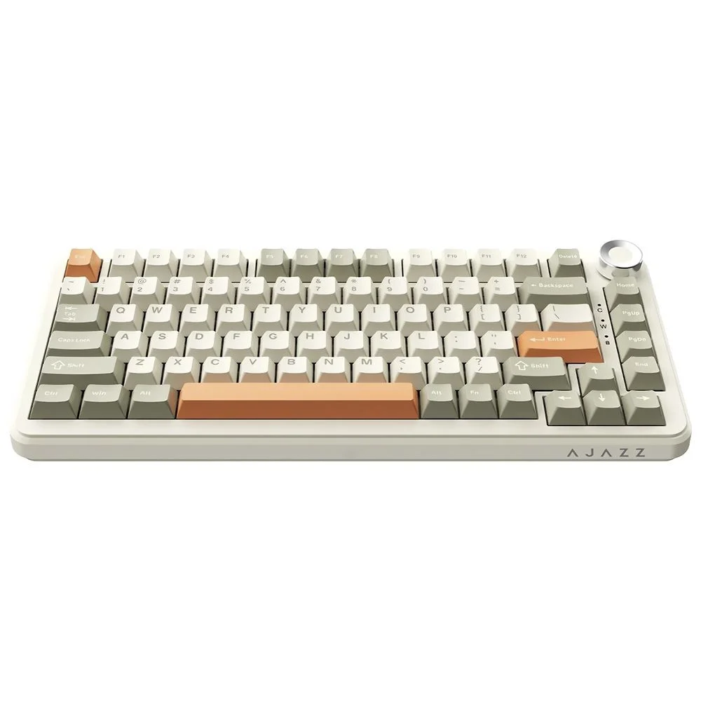 Imagem 4 de 4 do produto Teclado Gamer Mecânico Ajazz Ak820 Max Plus Flying Fish Wireless Bluetooth 2.4ghz RGB Inglês Gray Cream Orange