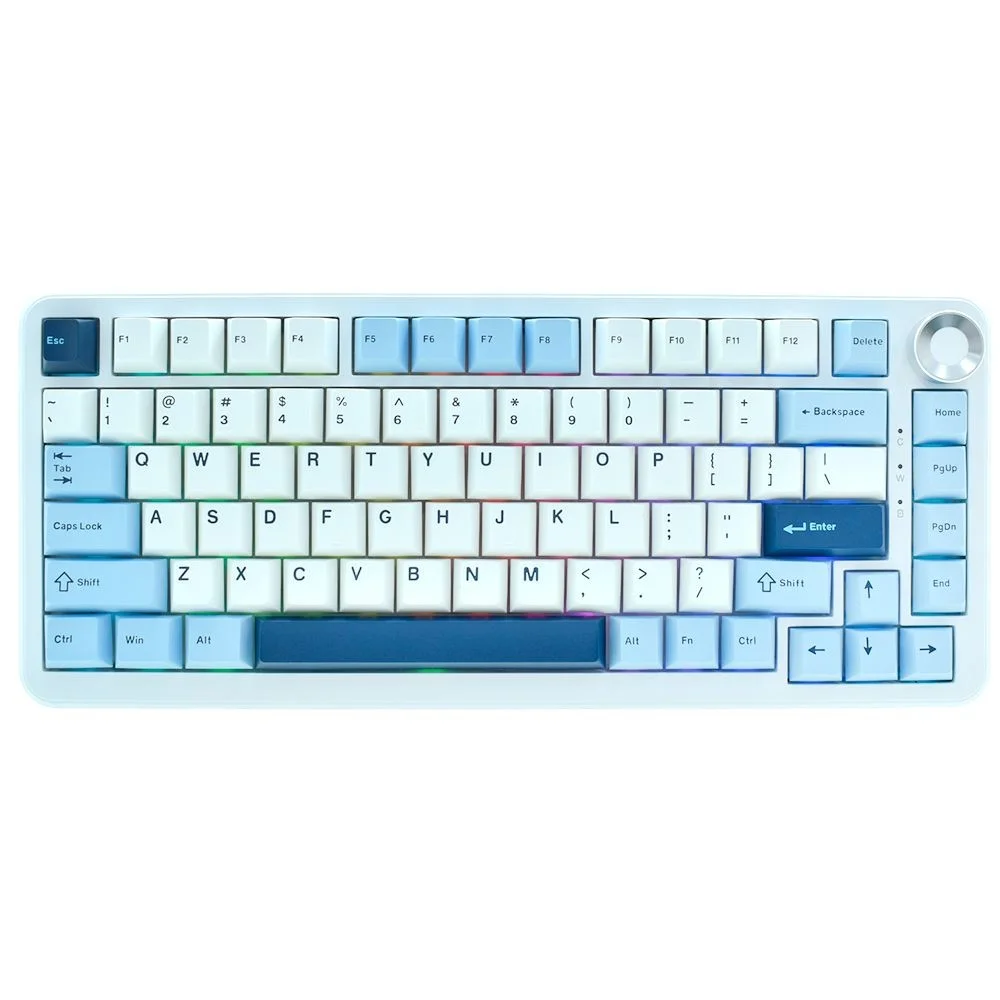 Imagem 3 de 4 do produto Teclado Gamer Mecânico Ajazz Ak820 Max Wireless RGB Bluetooth 2.4g Switch Hot-swap Day Dream Inglês Branco Azul