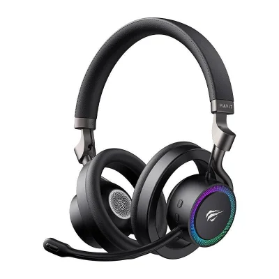 Headset Gamer Havit Fuxi-h8 Tri-mode, Wireless, Bluetooth, RGB, Drivers De 32mm, Preto