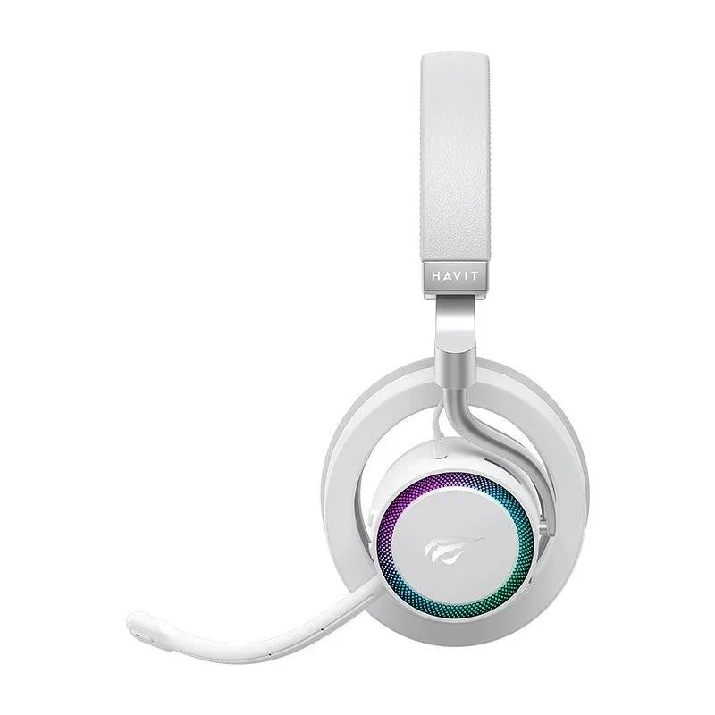 Imagem 2 de 3 do produto Headset Gamer Havit Fuxi-h8 Tri-mode, Wireless, Bluetooth, RGB, Drivers De 32mm, Branco