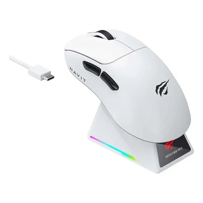 Mouse Gamer Havit Ms955wb, RGB, 22000dpi, 6 Botões, Tri-mode, Branco