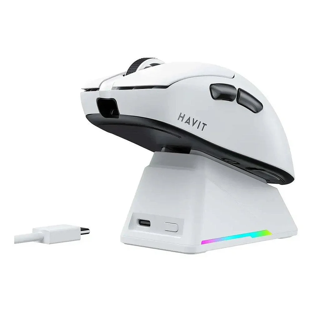 Imagem 4 de 4 do produto Mouse Gamer Havit Ms955wb, RGB, 22000dpi, 6 Botões, Tri-mode, Branco