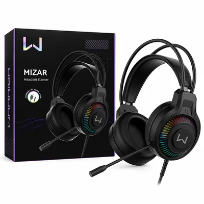 Fone Headset Gamer RGB Mizar Preto Warrior P2 E Usb 3,5mm