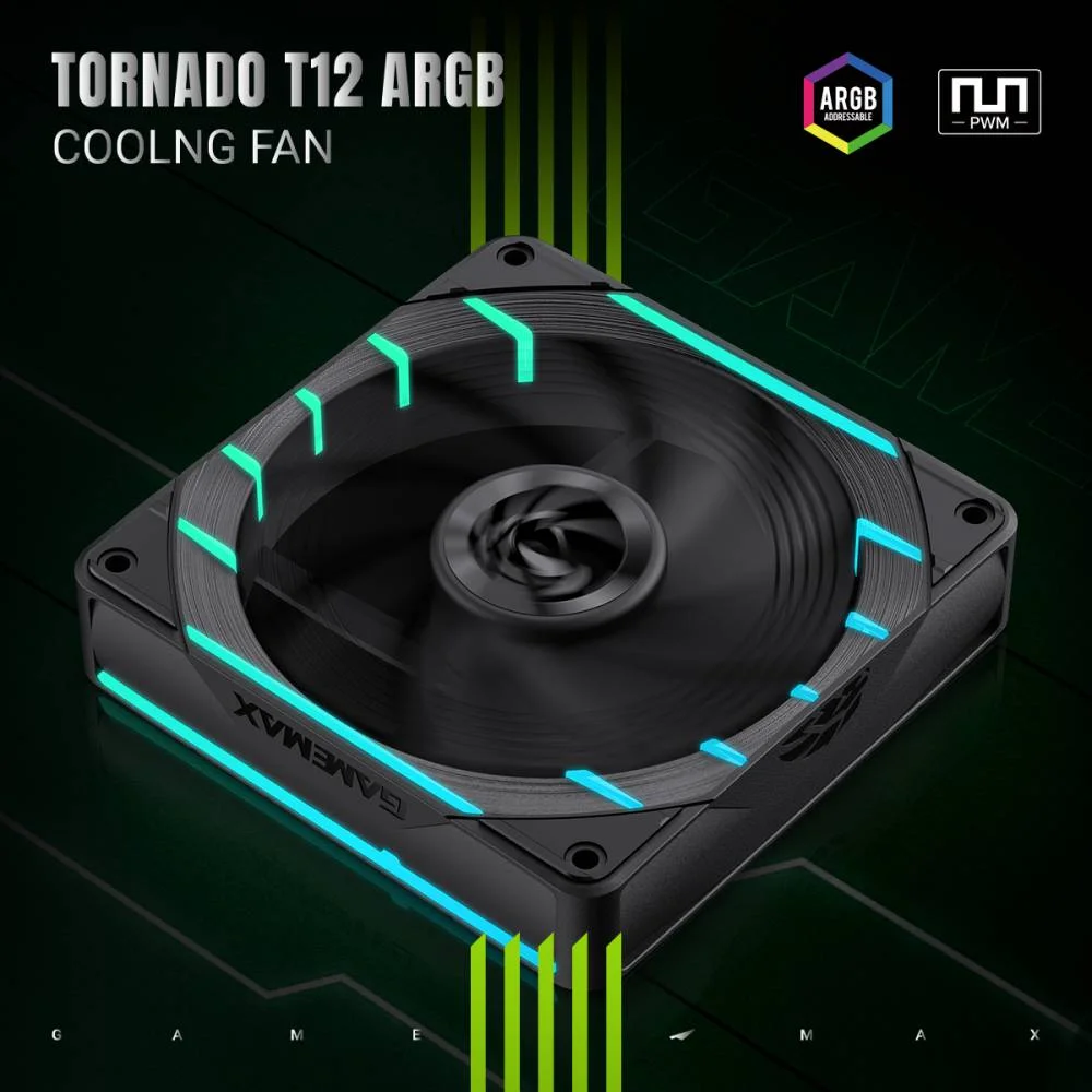 Imagem 4 de 5 do produto Kit 4 Fan ARGB Gamemax Tornado T12 Bk
