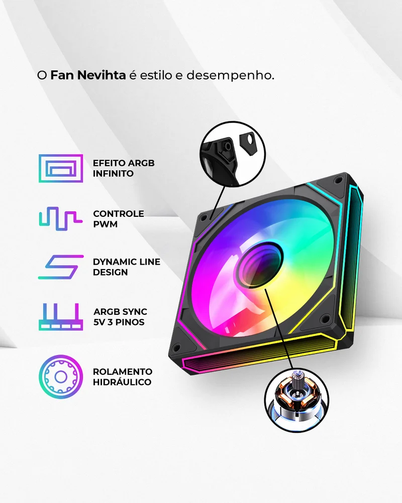 Imagem 5 de 5 do produto Kit 4 Fan ARGB Gamemax Nevihta  Fn12a-s8i-bk