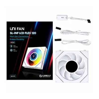 Fan 120mm Lian Li Uni Fan Sl-inf Lcd Flex 120, ARGB, White - 12slind1f1w