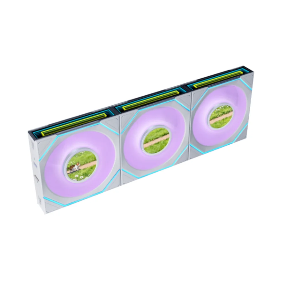Imagem 3 de 5 do produto Kit 3 Fans 120mm Lian Li Uni Fan Sl-inf Lcd Flex 120, ARGB, White - 12slind1f3w