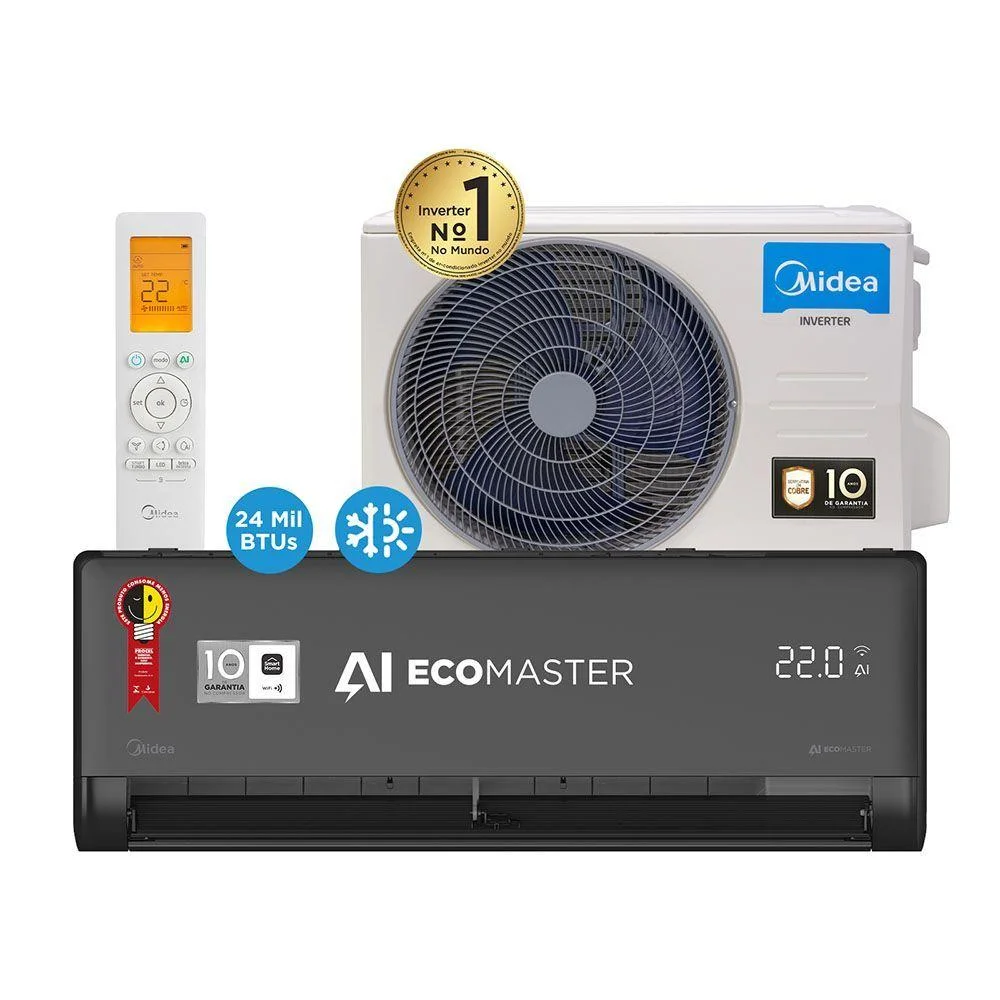 Imagem 5 de 5 do produto Ar Condicionado Split Inverter Midea Ai Ecomaster Black 24000 Btus Quente E Frio 220v 38emvqa24m5