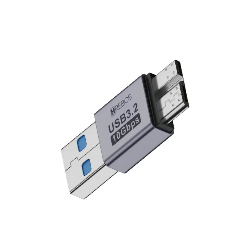 Imagem 5 de 5 do produto Adaptador Usb 3.2 Para Micro Usb | Usb Macho Para Micro-b Macho 10gbps Hrebos Ad-234 – Alta Velocidade De Transferência