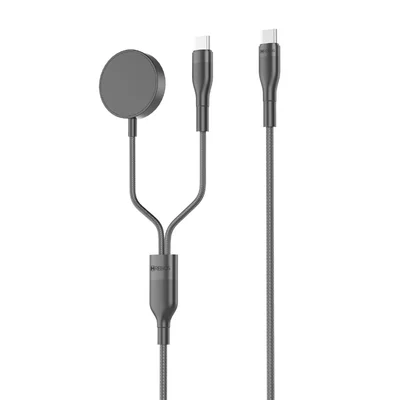Cabo 2 Em 1 Usb-c 60w + Carregador Wireless Qi 2,5w 3a 1,2m Hrebos Premium Multipower Duo Crw-504