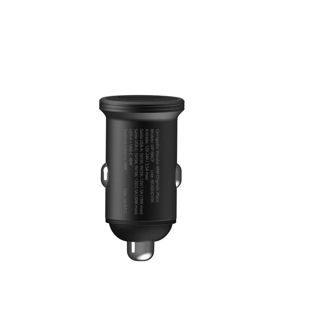 Imagem 2 de 3 do produto Carregador Veicular 48w   Iplace, Usb-c Power Delivery + Usb-a Quick Charge