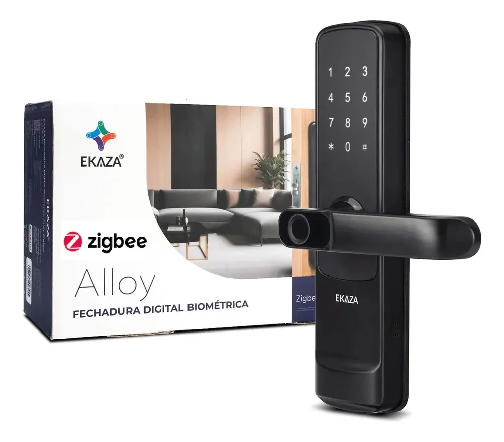 Fechadura Inteligente Digital Zigbee Embutir Biometria Senha Tag App Chave Ekaza Ekhd-t429z